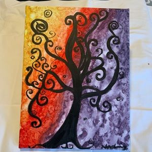 Original water color painting on canvas by Nadia. vibrant colors . Moder…